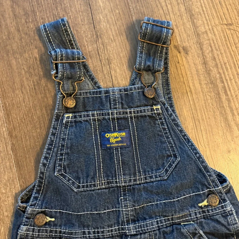 OshKosh B'gosh Denim Overalls Kids 3T Blue Carpenter Shorts Utility